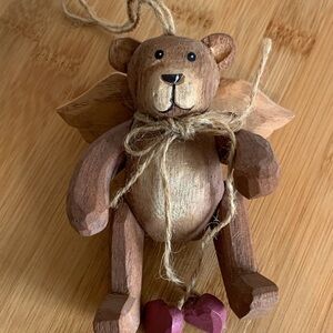 Handcrafted Brown Wooden Bear Ornament